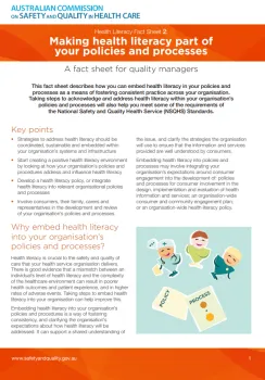 PWC_Health_literacy_fact sheet 2 policy and procedures
