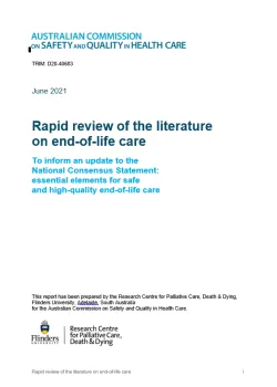 Thumbnail of Title page of the Rapid review of the literature end of life care 2021