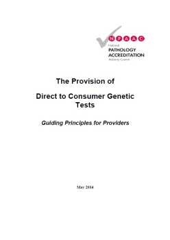 An image of the front cover of The provision of direct to consumer genetic tests (May 2014)