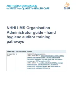 Thumbnail - NHHI LMS Organisation Administrator guide - hand hygiene auditor training pathways