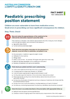 Thumbnail for the Paediatric prescribing position statement