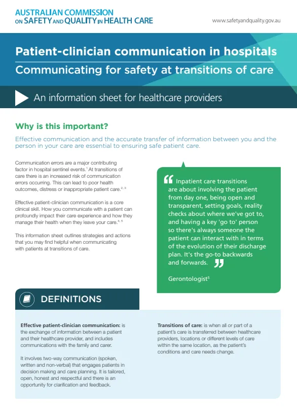 Patient-clinician communication in hospitals - Communicating for safety ...