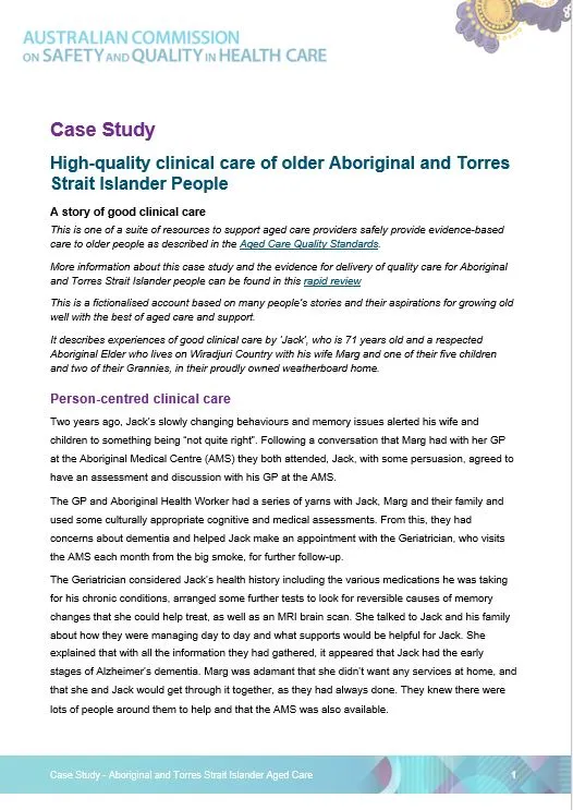 Case Study - High-quality clinical care of older Aboriginal and Torres ...