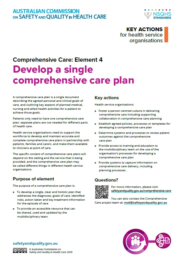 Comprehensive Care - Element 4: Develop a comprehensive care plan - Key ...