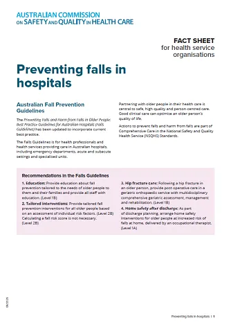 Preventing falls in hospitals - Fact sheet | Australian Commission on ...