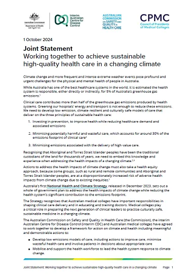 Joint Statement: Working together to achieve sustainable high-quality ...