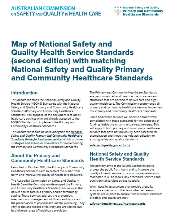 Map of the National Safety and Quality Primary and Community Healthcare ...