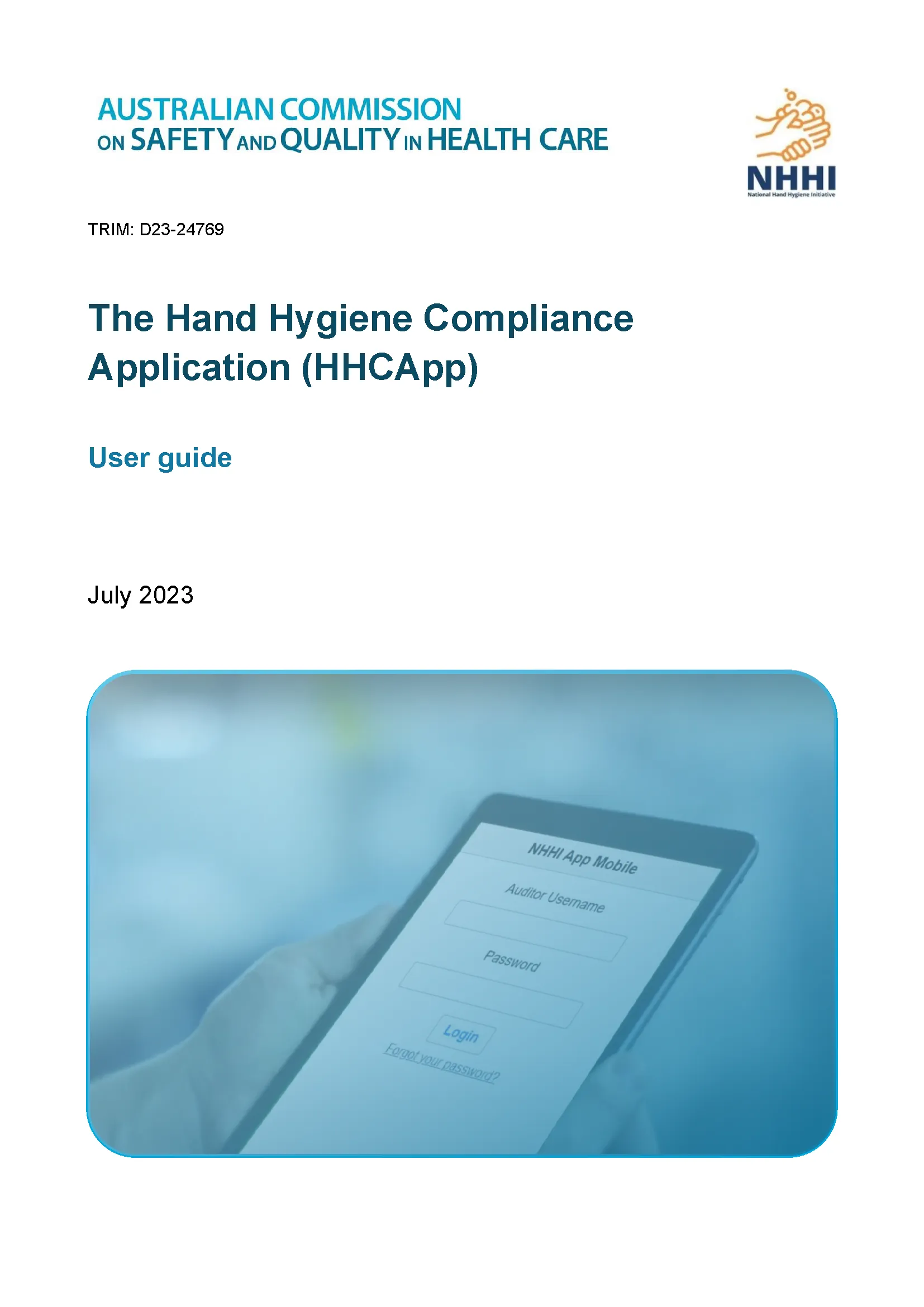 NHHI Hand Hygiene Compliance Application (HHCApp) user guide ...