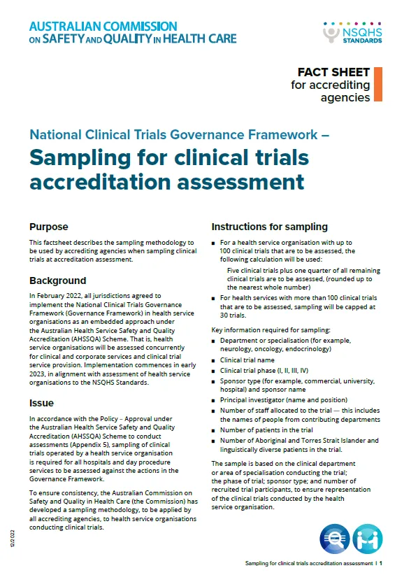 Sampling for clinical trials accreditation assessment - Fact sheet ...