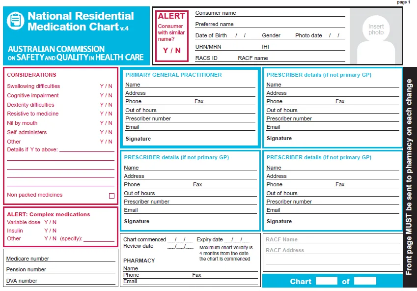National Residential Medication Chart (version 4) | Australian ...